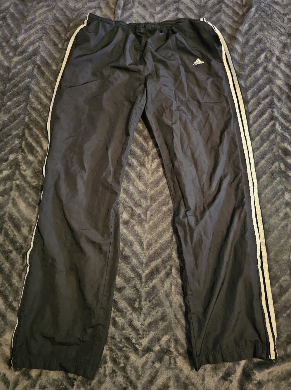 Adidas Women’s Black 3-Stripe Track Pants Zip Ankles Pockets XL